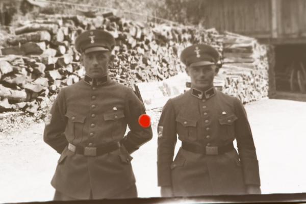 22  alte Negative - Festumzug , Stahlhelmbund, Hakenkreuzfahnen, Umgebung Grafenau